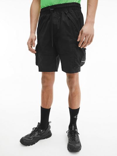 Calvin Klein Ruhák HU070427 | Calvin Klein Cotton Stretch Cargo Férfi Rövidnadrág Fekete